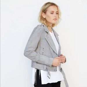Blank nyc Suede Leather Moto Jacket gray
